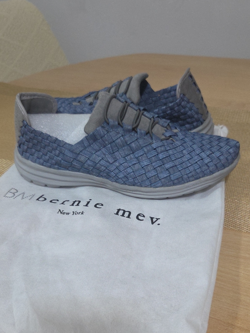 bernie mev. Women's Woven Slip-On Loafers in Denim Blue